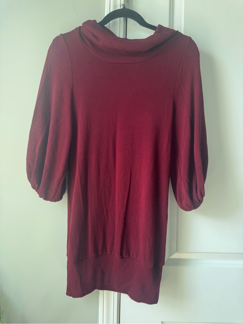 Noble U burgundy cowl neck 3/4 sleeve sweater size large
